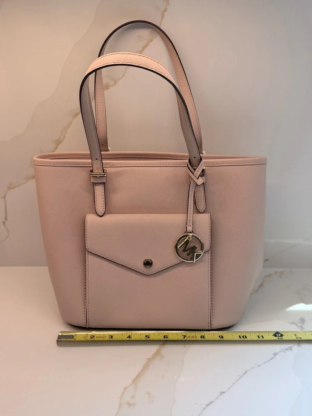 Michael Kors Jet Set Medium Saffiano Leather Snap Pocket Tote Bag